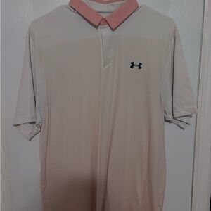 Under Armour Men's Polo in Pink and White